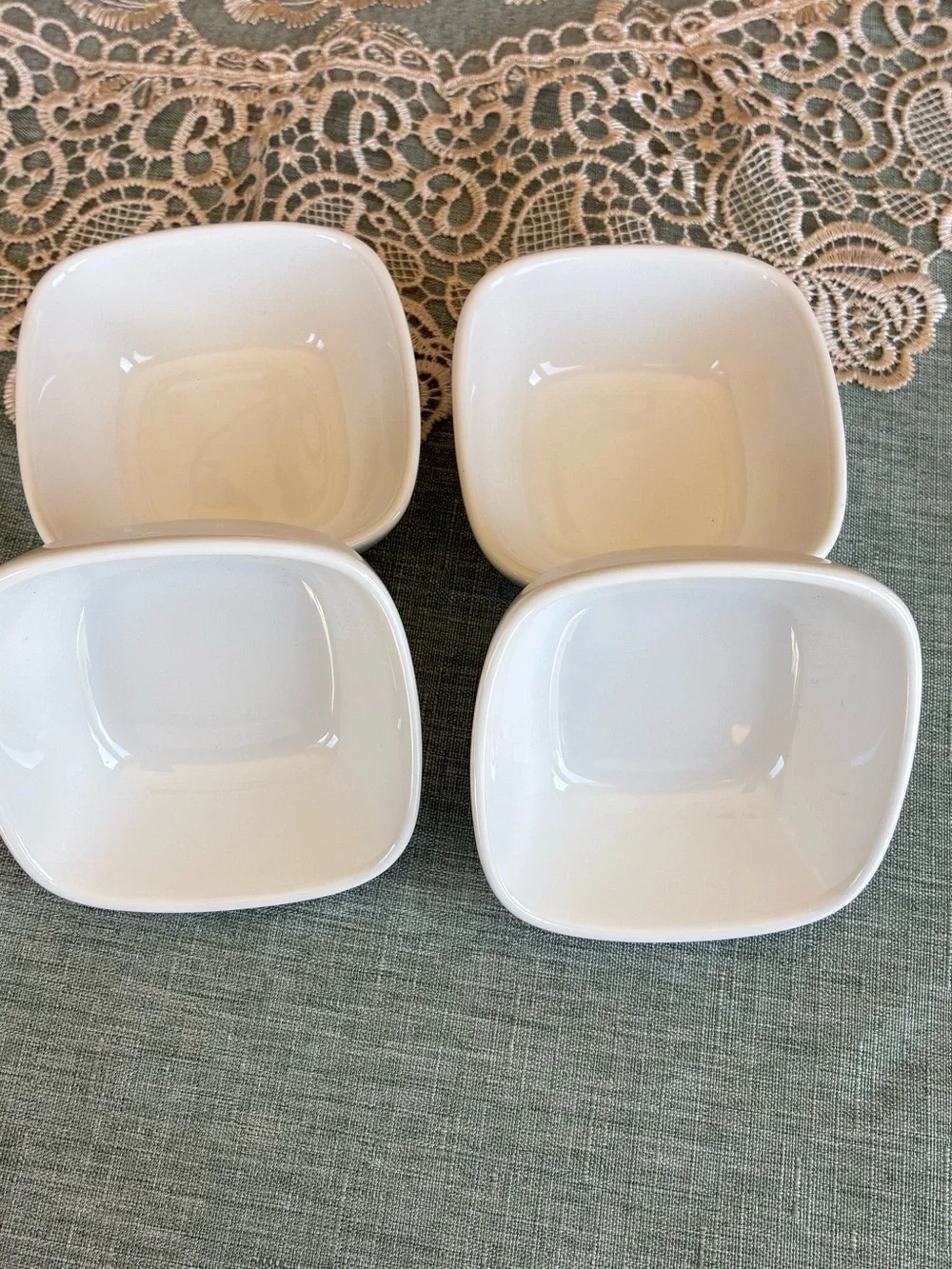 White Ceramic Square Dipping Bowls 2 oz - Set of 4